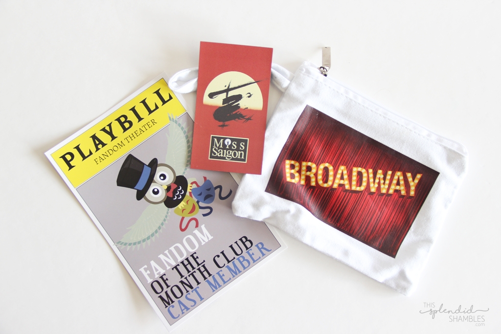 fandom of the month club august box 2017 Broadway this splendid shambles 2