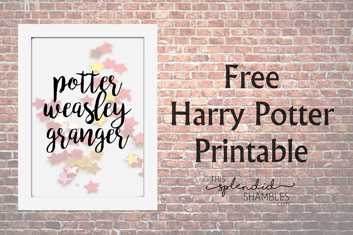 Free Harry Potter Printable - Potter Weasley Granger - Download on This Splendid Shambles